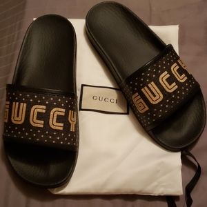 Gucci black guccy sandals slides 36 New! Sold out!